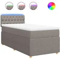 vidaXL Boxspring met matras stof taupe 80x200 cm