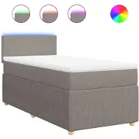 vidaXL Boxspring met matras stof taupe 90x200 cm