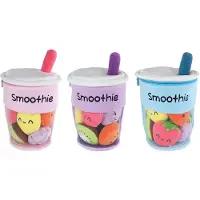 Toys Amsterdam Pluche Smoothy knuffel beker met fruit 26cm - Fluffy Menu speelgoed.