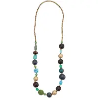 Behave Lange Kralen Ketting voor – Boho damesketting – Gehaakte kralen – Groen turquoise look