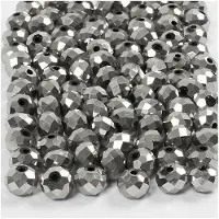 Creativ Company Facet kralen metallic grijs, 100st.