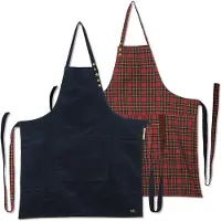 Dutchdeluxes Schort Dutchdeluxes Reversible Serie Apron Navy Checkered Red