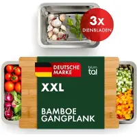 Blumtal Snijplank Carlos - Snijplankenset met houder - Hout - Bamboe - 40 x 28,5 x 6,8 cm