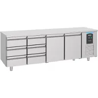 CombiSteel Koelwerkbank - ENERGY LINE - Energiezuinig - 632L - 2 Deuren + 6 Laden 1/1 GN - -2°C/+8°C - Geforceerd - 2330x700x850mm