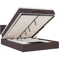 vidaXL Ottoman bed met matras 140x200cm stof donkerbruin