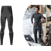 Heat Essentials Thermo broek ondergoed lang voor heren zwart melange - Wintersport kleding - Thermokleding - maat M (50)