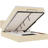 vidaXL Bed met matras 140x200 cm stof crèmekleurig