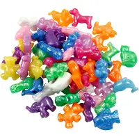 Creativ Company CC Kunststof kralen, dieren, 25 mm, mix van kleuren, 55 gram