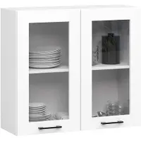 Akord Vitrinekast, Keukenkast modulaire OLIWIA W80 H720 met 2 Deuren / Hangkast / Bovenkast / Furniture Factory / Wit / 80 x 72 x 30 cm