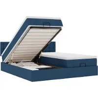 vidaXL Ottoman bed met matrassen 160x200cm stof blauw