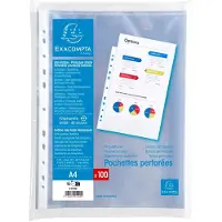 Exacompta 10x Pak van 100 geperforeerde showatassen - gladde PP 6/100ste - A4 - Transparant - 5200E