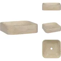 vidaXL Gootsteen - Gootstenen - Wastafel - Wastafels - Gootsteen 40x40x10 cm marmer crèmekleurig