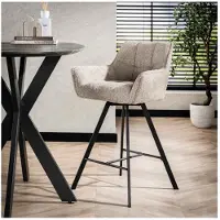 Meubelplaats Barstoel raster draaibaar - Boucle zandkleur - barstoelen set van 2