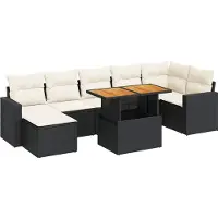 vidaXL 8-delige Loungeset met kussens poly rattan zwart