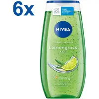 Nivea - Lemongrass & Oil - Douchegel - 6x 250 ml - Voor een glad huidgevoel - Voordeelverpakking