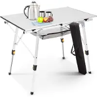 Arebos campingtafel 120 x 70 cm roltafel aluminium klaptafel outdoor zilver