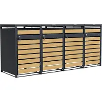 Axi Lucas Containerombouw in Antraciet/houtlook | Kliko ombouw voor 4 container | Container Ombouw - 240 - 960L