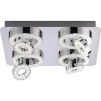 JUST LIGHT Slimme plafondlamp Tim, dimbaar, chroom / zilver, Woon-/ Eetkamer, metaal, Modern, Slimme plafondlamp