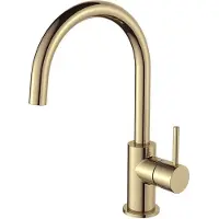 Regn Keukenkraan Met Coldstart - Geborsteld Goud PVD - Messing - Kranen, Keukenkranen, Opbouw Keukenkranen - 8719689897239