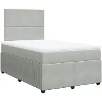 vidaXL Boxspring met matras fluweel lichtgrijs 120x190 cm
