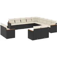 vidaXL 13-delige tuinmeubelset met kussens, zwart, polyrotan