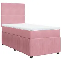 vidaXL Boxspring met matras fluweel roze 90x200 cm