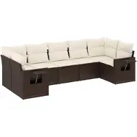 vidaXL 7-delige Loungeset met kussens poly rattan bruin