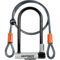 Kryptonite KryptoLok Standard Mini-7 Beugelslot met Kabel – Fiets – ART-2 Slot – Beugelslot (Elektrische) Fiets – 17,8x8,2 cm - Kabel 120 cm lang – Oranje/Zwart
