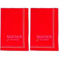 Vondels Geborduurde servetten santa's favorite rood 45cm (set van 2)