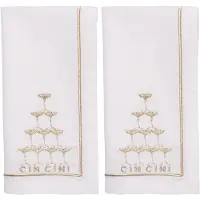 Vondels Geborduurde servetten champagne toren wit 45cm (set van 2)