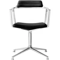 Vipp 452 Draaistoel Met Voeten Gepolijst Aluminium / Zwart - Bureaustoelen Leer Black - 45204G01V2