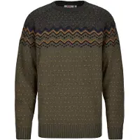 Fjällräven - Truien - Övik Knit Sweater M Laurel Green Deep Forest voor Heren van Wol - Maat S - Kaki