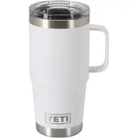 Yeti Rambler Travel Mug 20oz Stronghold Lid, White, thermos reismok met deksel, 591 ml