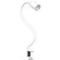 B.K. Licht Klemlamp Snake, wit / opaal, Woon-/ Eetkamer, metaal, Klemlamp