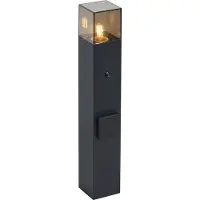 QAZQA Modern buiten paaltje zwart met smoke glas 50cm met schemersensor IP44 - Denmark