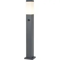 QAZQA Buitenlamp donkergrijs met opaal glas 80cm IP44 met stopcontact en bewegingssensor - Malios