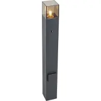 QAZQA Modern buiten paaltje zwart met smoke glas 70cm met schemersensor IP44 - Denmark