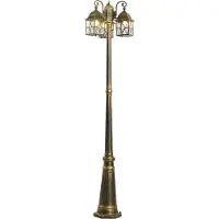 QAZQA Klassieke buitenlantaarn antiek goud met helder glas 198cm IP44 - London