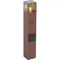 QAZQA Industrieel buiten paaltje roestbruin met smoke glas 50cm met schemersensor - Denmark