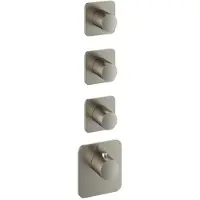Hotbath Gal GLF013EXT Afbouwdeel - Highflow Thermostaat Met 3 Stopkranen - Geborsteld Nikkel - Kranen, Badkranen, Inbouw Badkranen - 8721321490210