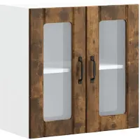 vidaXL Keukenbovenkast met glazen deur Lucca bewerkt hout gerookt eikenkleur