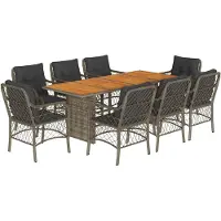 vidaXL 9-delige Tuinset met kussens poly rattan grijs