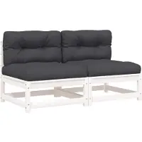 vidaXL - Tuinbanken - 2 - st - zonder - armleuningen - met - kussens - grenenhout - wit