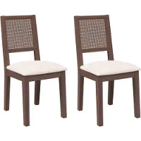 vidaXL Eetkamerstoelen met kussens 2 st massief hout rubber bruin