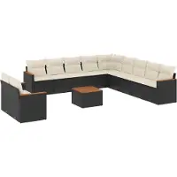 vidaXL 12-delige Loungeset met kussens poly rattan zwart