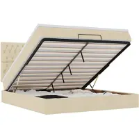 vidaXL Ottoman bed met matras 160x200cm stof crèmekleurig