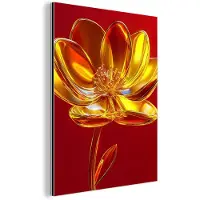 MuchoWow Aluminium schilderij 120x160 cm - Wanddecoratie metaal - Bloem - Goud - Glazen - Metalen muurdecoratie woonkamer - Decoratie industrieel - Foto op dibond - Industriële accessoires slaapkamer