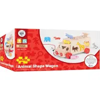 Bigjigs houten vormenspeelgoed - dierenwagen - educatief speelgoed - 11 bouwstenen