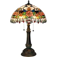 Clayre & Eef Tiffany tafellamp MAJA, multicolor, Woon-/ Eetkamer, Glas, Tiffany, tafellamp