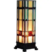Clayre & Eef Tiffany tafellamp 12x12x35 cm groen glas rechthoek tiffany
